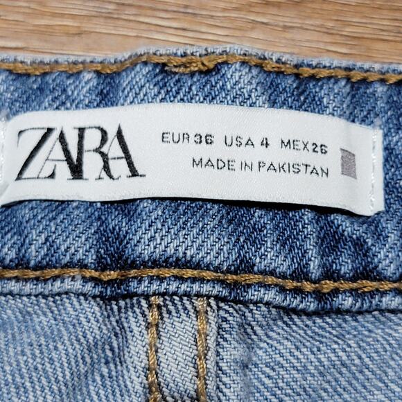 Zara Wide Leg Denim Jeans w/ Raw Hem - Size 4 - Picture 5 of 5